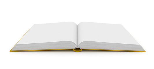 Open book over white background