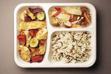 Kantinenessen Hühnchenfleisch  mit Basmati Reis