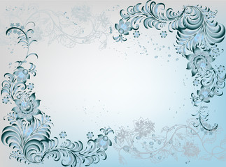Fototapeta na wymiar blue and grey floral background