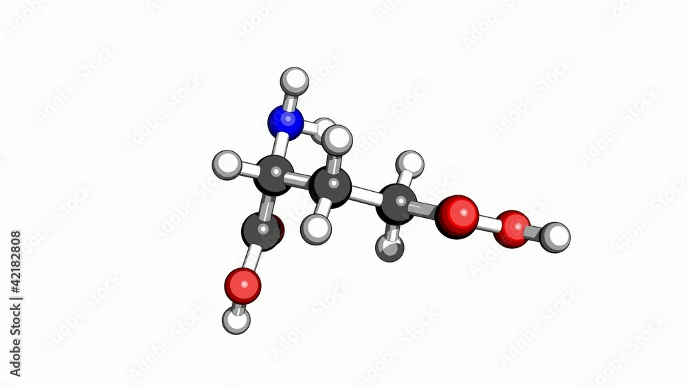 Poster Amino acid glutamic acid molecular structure on white background