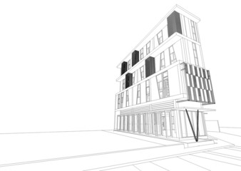 Wireframe of building 