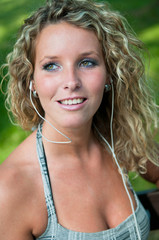 Listening music - woman portrait