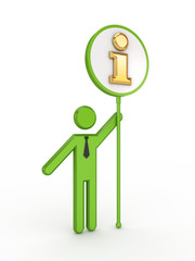 3d small person with Info symbol.