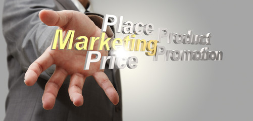 3d marketing4p diagram as concept