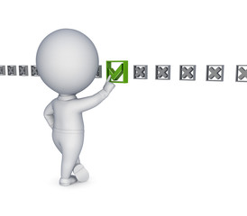 3d small person choosing a tick mark.