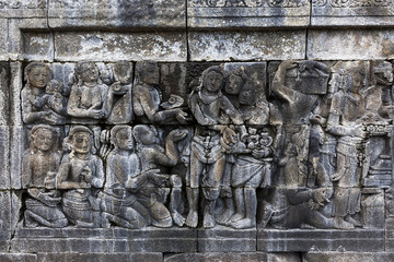 Carved stone at Borobudur temple