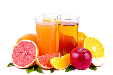 colorful juice and fruits
