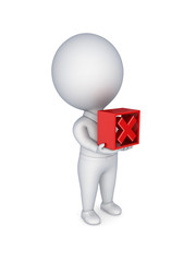 3d small person pushing a green tick mark.