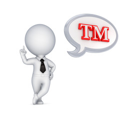 3d small person with a copyright symbol.