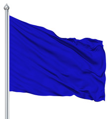 Blue blank flag with flagpole © flags3d