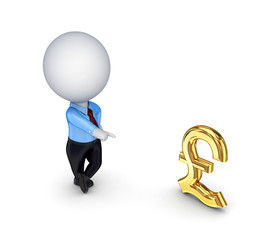 3d small person and pound sterling sign