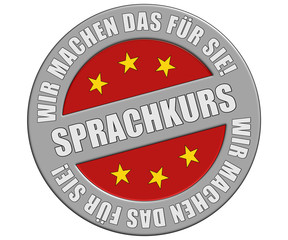 Schild graurot rund rt wmdfs SPRACHKURS