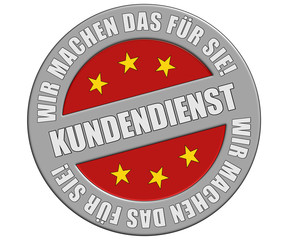 Schild graurot rund rt wmdfs KUNDENDIENST