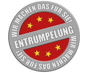 Schild graurot rund rt WMDFS ENTRÜMPELUNG