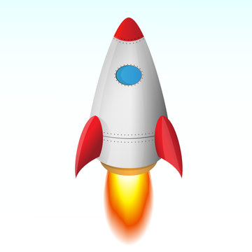 Vector Image Of The Rocket Taking Off