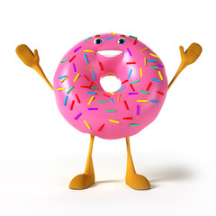 3d rendered illustration of a donut character