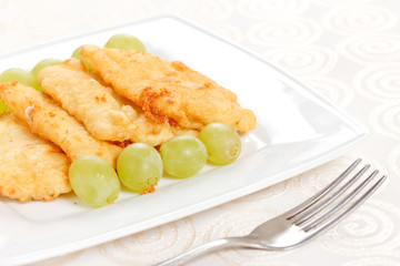 fried mozzarella with grapes