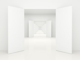 Corridor with open doors