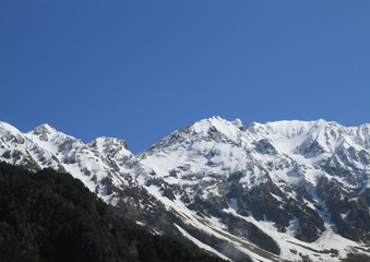 残雪の穂高岳