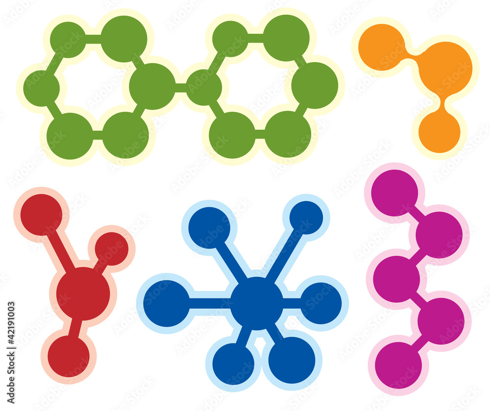 Poster vector abstract molecule icon set