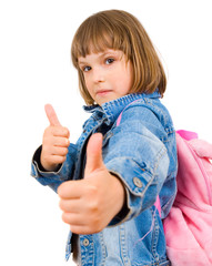 Portrait of a beautiful and confident girl showing thumbs up 