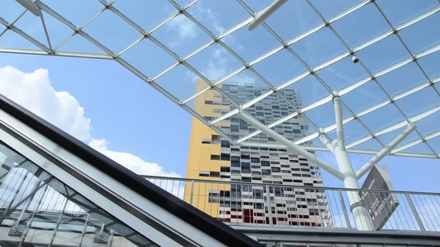 terminal entrance on escalator