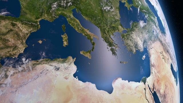 Earth 3d view from space. Mediterranean