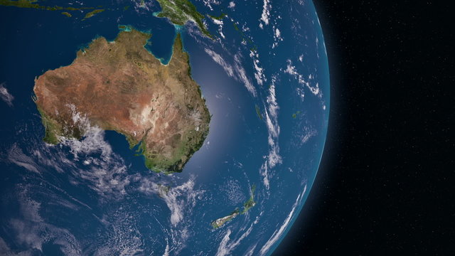 Earth 3d view from space. Oceania
