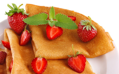 fresh pancake with strawberry