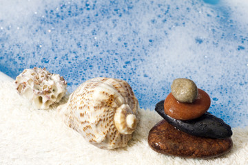 foam and water , towel abstract bath background