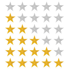 Rating stars set over white background