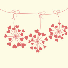 Cute unique floral card with hearts