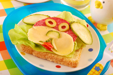 funny sandwich with puppy for child