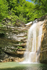 Falls on the mountain river Koago, Krasnodar territory, Russia