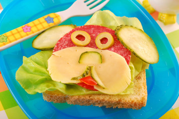funny sandwich with puppy for child