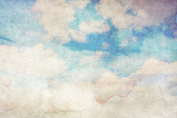 Grungy background with white clouds - obrazy, fototapety, plakaty