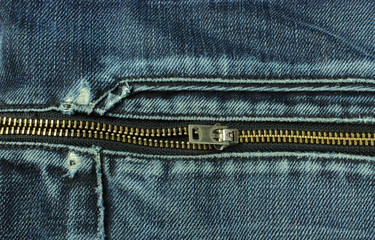 Fermeture éclair sur un jeans