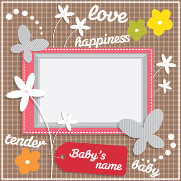 Decorative template frame design for baby photo and memories