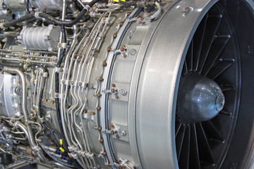 Fototapeta Detailed exposure of a turbo jet engine obraz