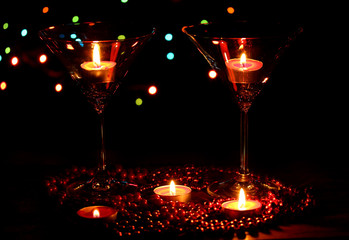Amazing composition of candles and glasses