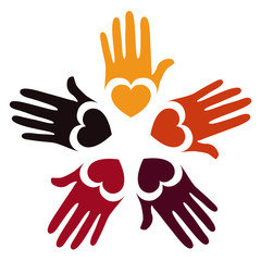 Colorful loving hands vector.