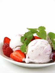 fruit ice cream with fresh berries