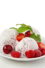 fruit ice cream with fresh berries