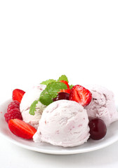 fruit ice cream with fresh berries