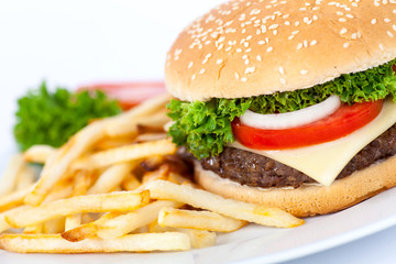 Burger mit Pommes Frites