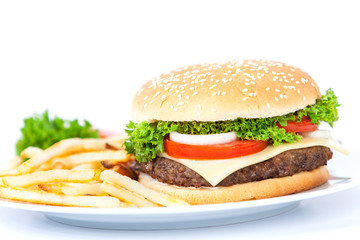 Burger mit Pommes Frites