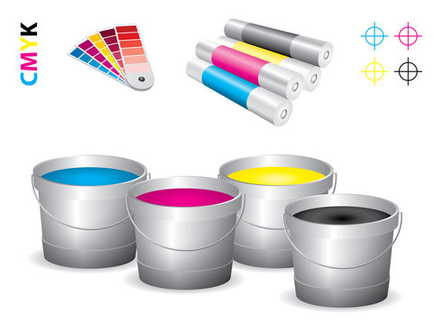 Vector print shop icon set - cmyk
