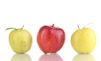 Three juicy apples isolated on white