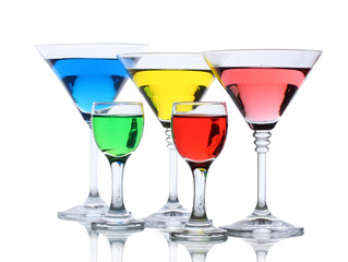 alcoholic cocktails isolated on white