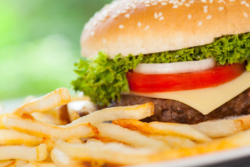 Burger mit Pommes Frites